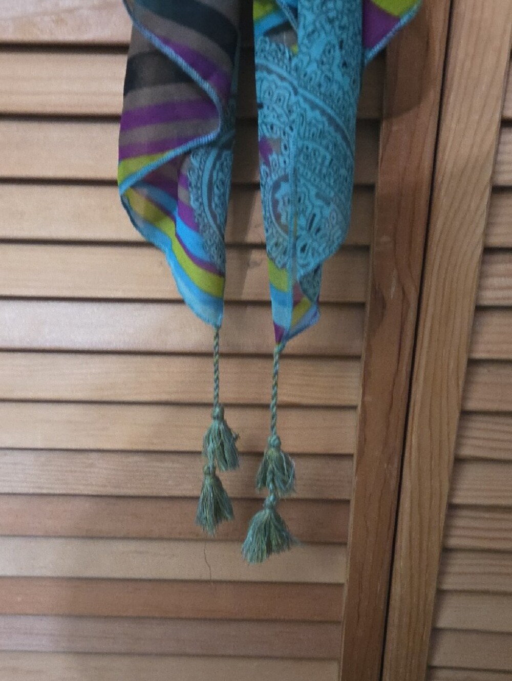 Boho Multicolor Pattern Midi Skirt - Turquoise, Purple & Green. Includes Scarf - Picture 5 of 5